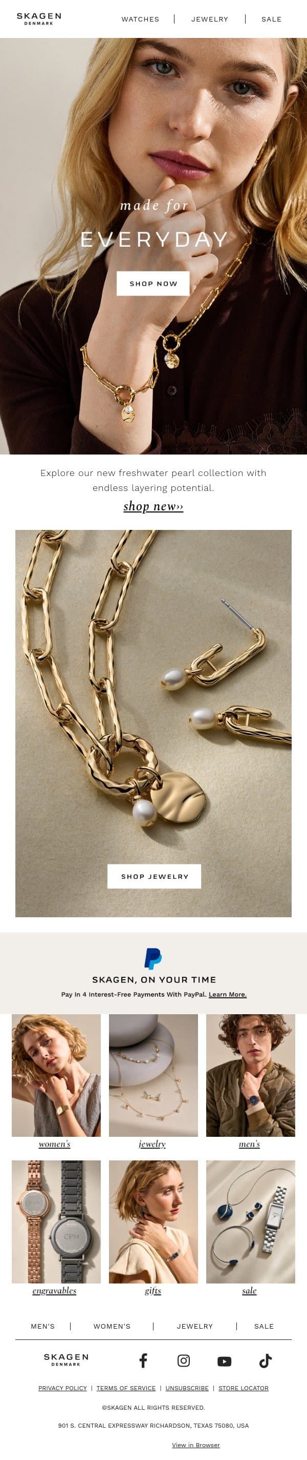 what to wear this fall email from Skagen screenshot