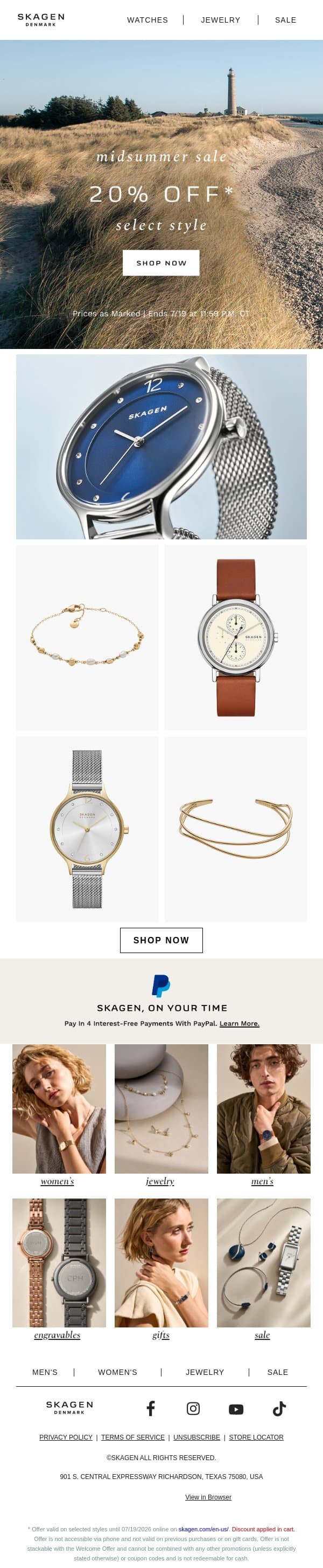 sale alert email from Skagen screenshot