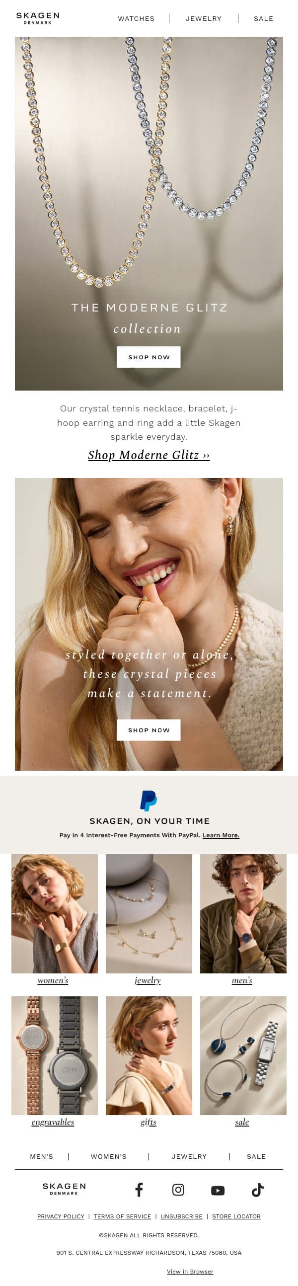 Sparkle some joy email from Skagen screenshot