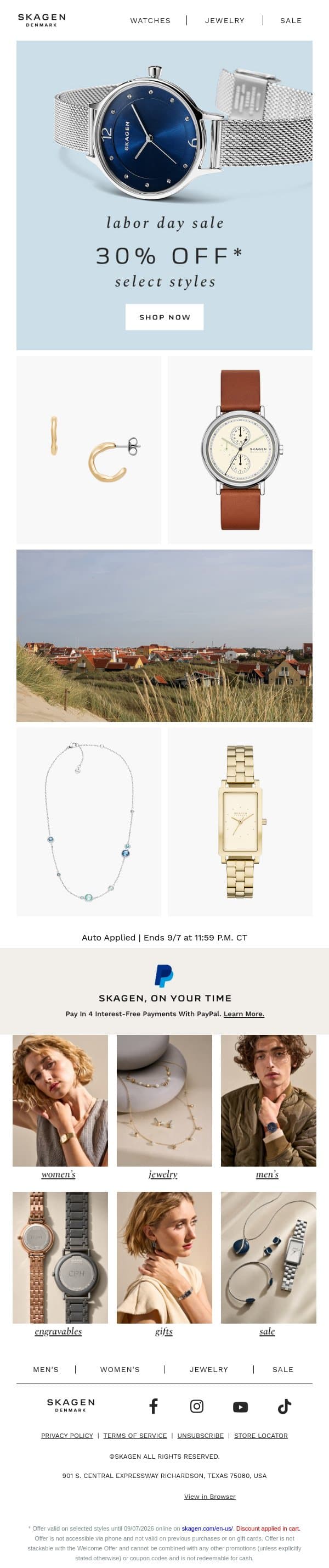 shop before it sells out! email from Skagen screenshot