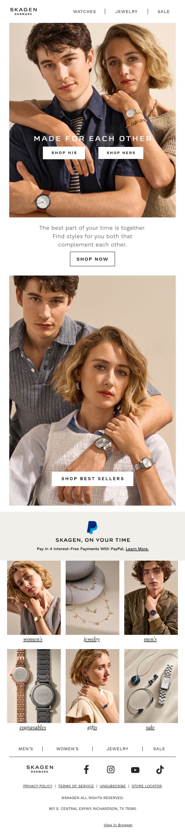 A perfect match email from Skagen screenshot
