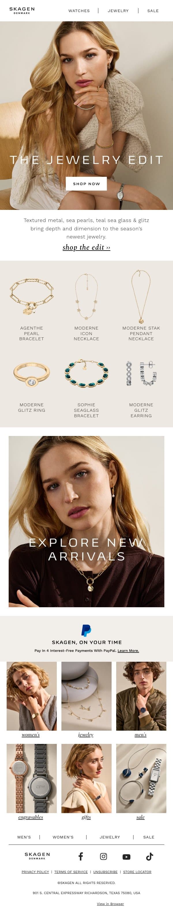 The Jewelry Edit email from Skagen screenshot