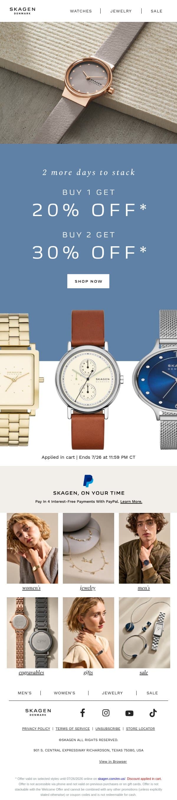yes — combine the deals email from Skagen screenshot