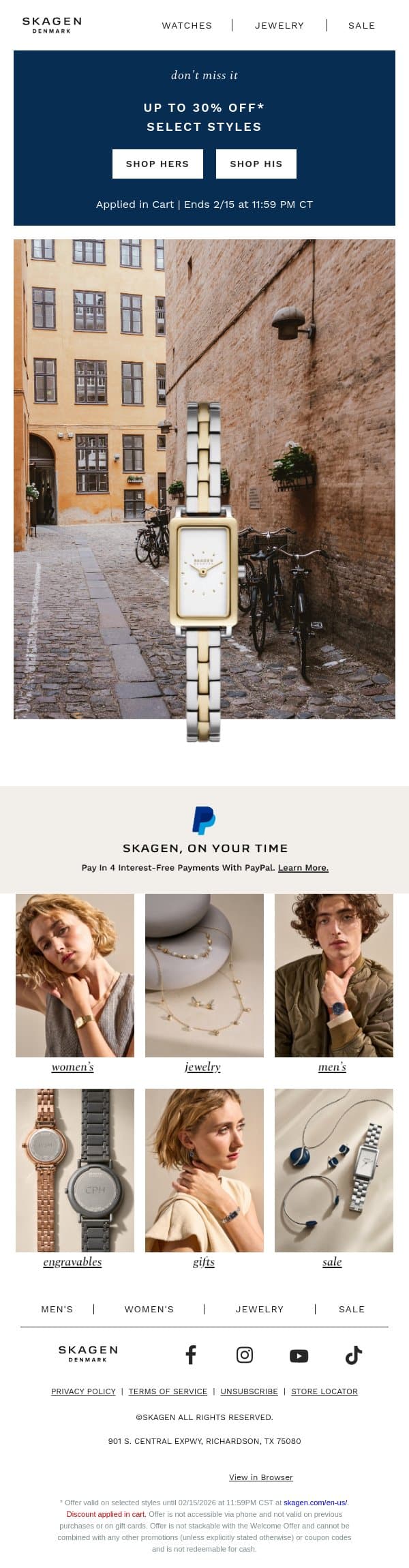 only a few days left to get your gift email from Skagen screenshot