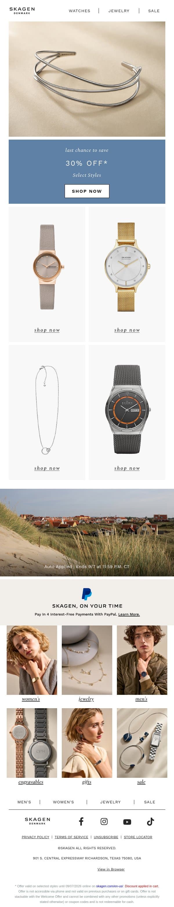 final notice! email from Skagen screenshot
