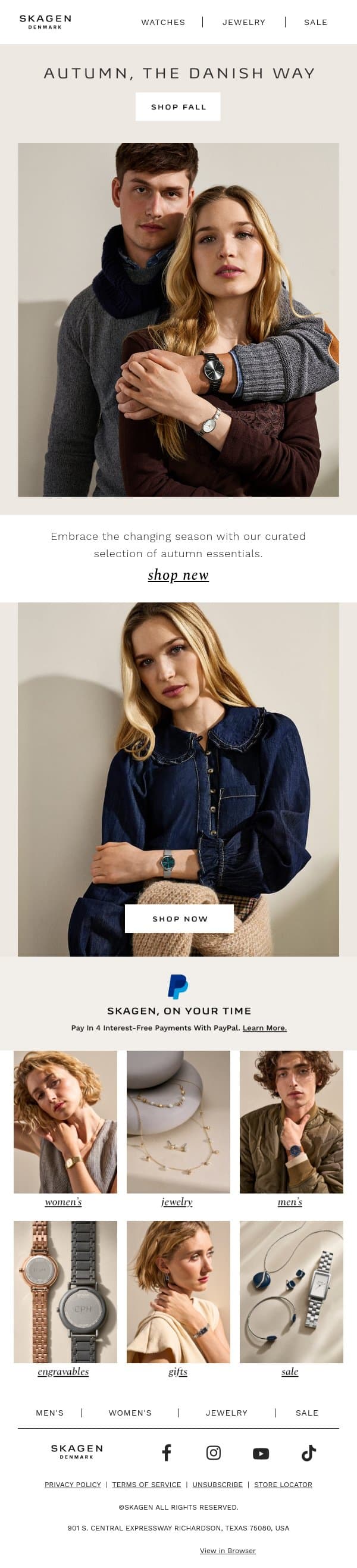 Falling for the Favorites 🍂 email from Skagen screenshot