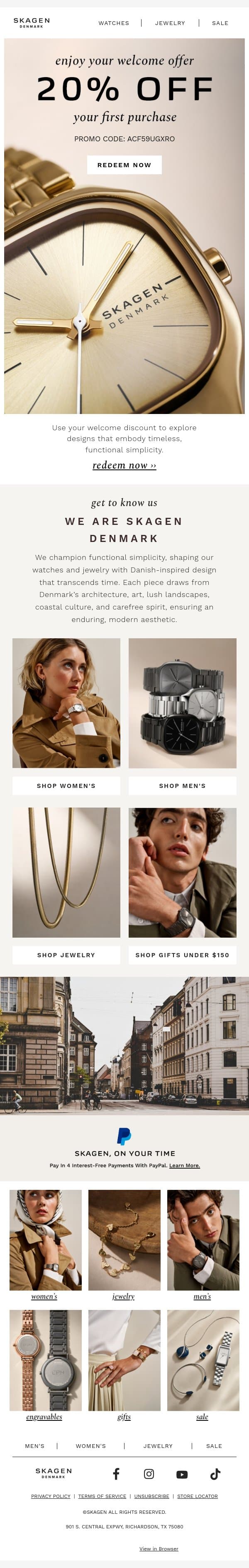 danish by design: meet skagen. email from Skagen screenshot