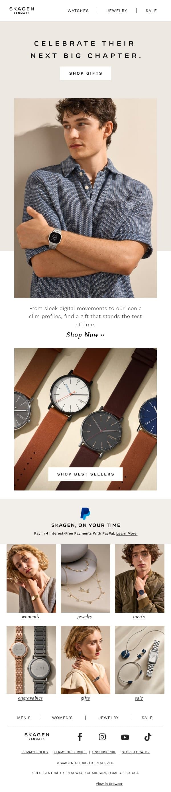 For the Road Ahead: email from Skagen screenshot