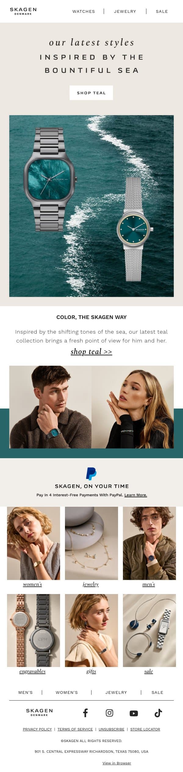 The Coast is Calling email from Skagen screenshot