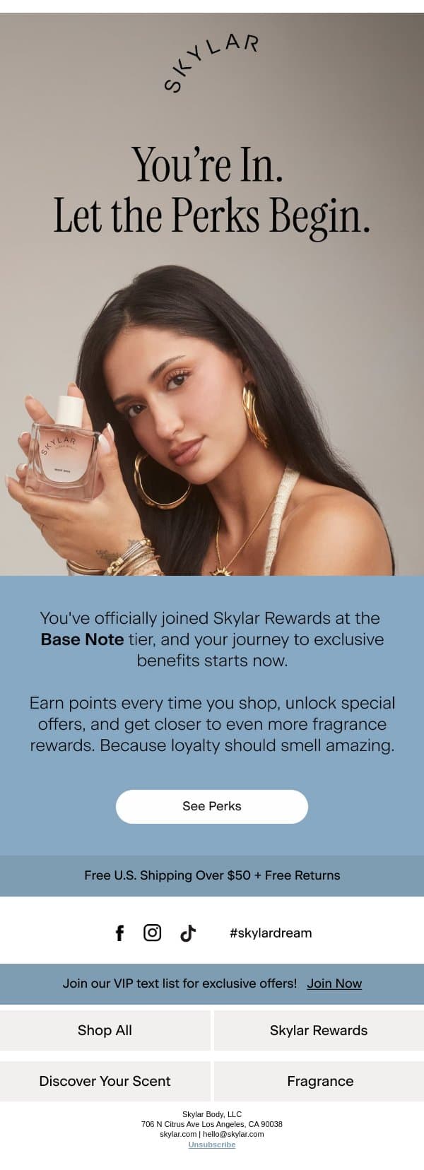 Welcome to the Base Note. email from Skylar screenshot