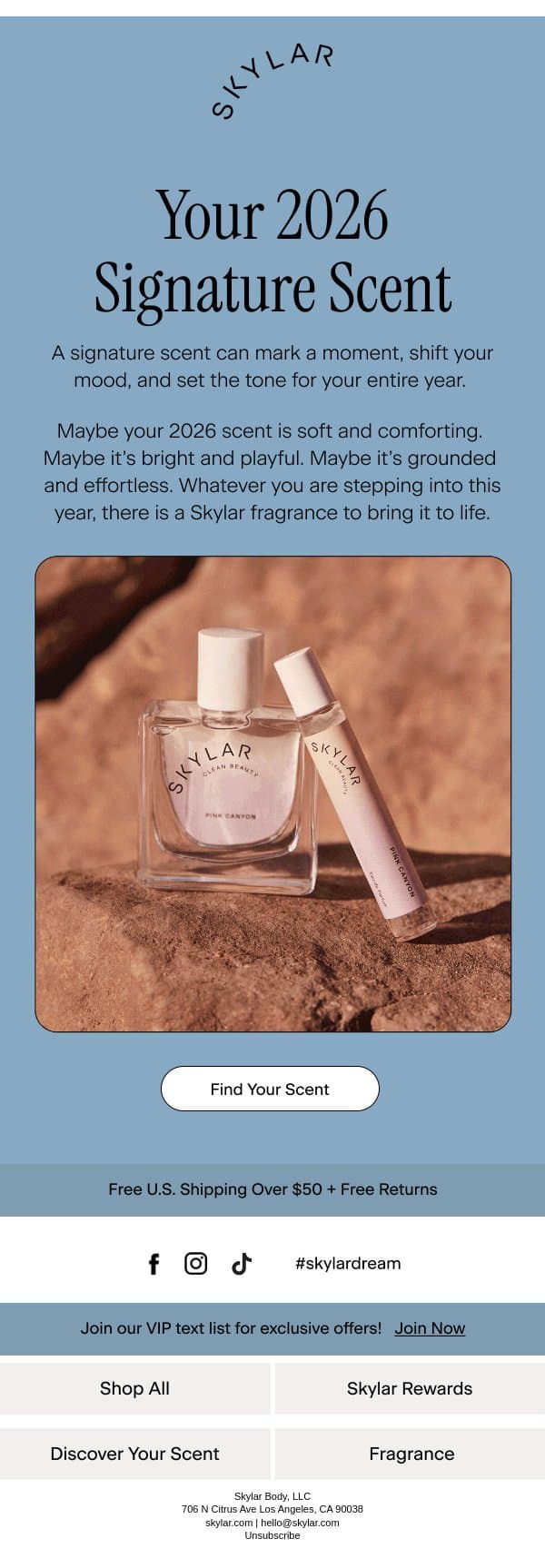 A Signature Scent for Your New Era email from Skylar screenshot