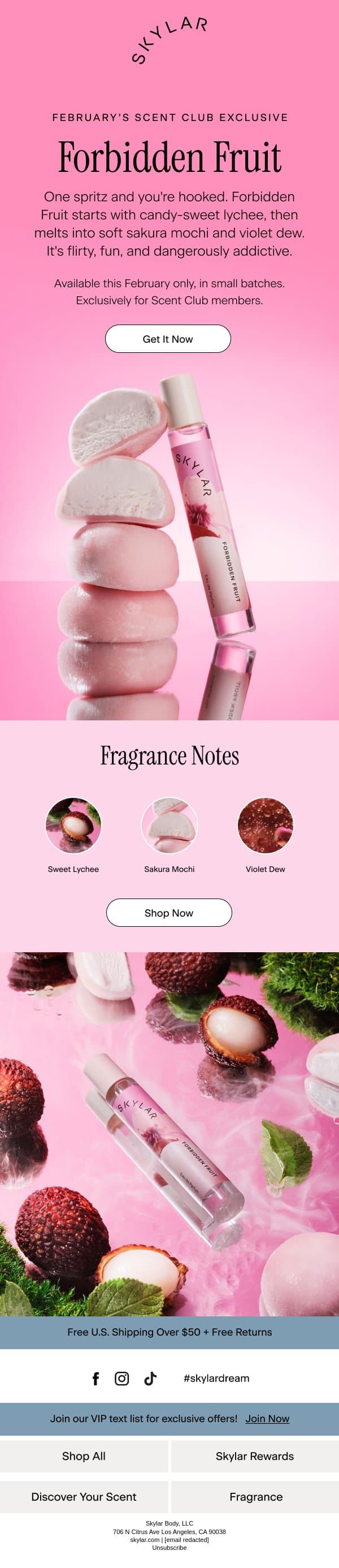 Last call 🌸⌛ Collect February's scent before it's gone. email from Skylar screenshot