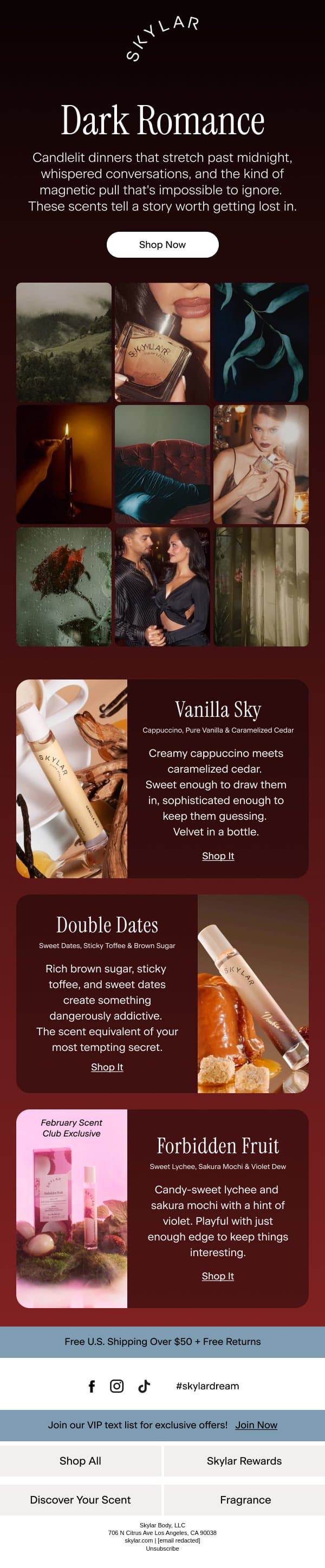 Scents for Late Night Moments 🕯️🌹✨ email from Skylar screenshot
