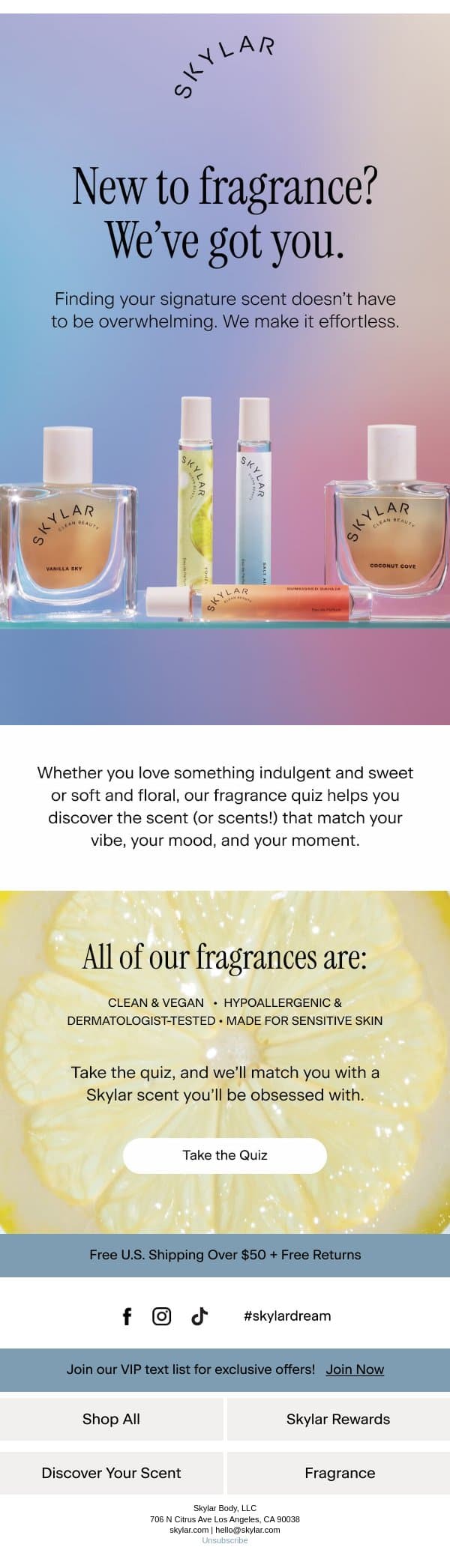 Let's find your signature scent! email from Skylar screenshot