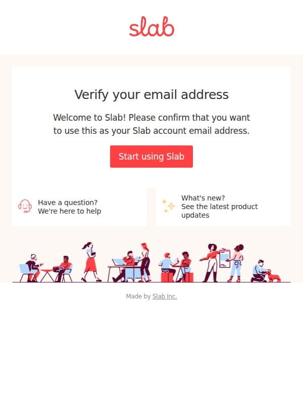 Last reminder: Slab - Verify your email address email from Slab screenshot