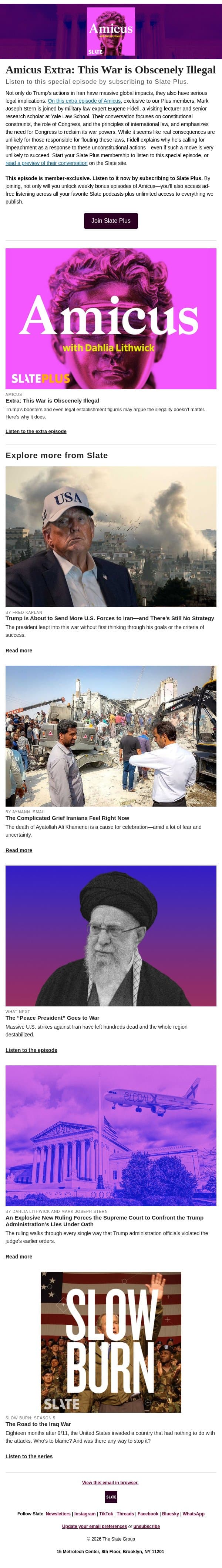 This war is obscenely illegal email from Slate screenshot