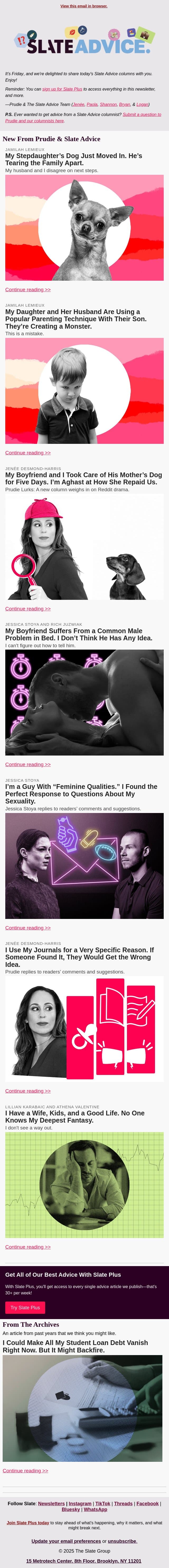 My Stepdaughter’s Dog Just Moved In. He’s Tearing the Family Apart. email from Slate screenshot