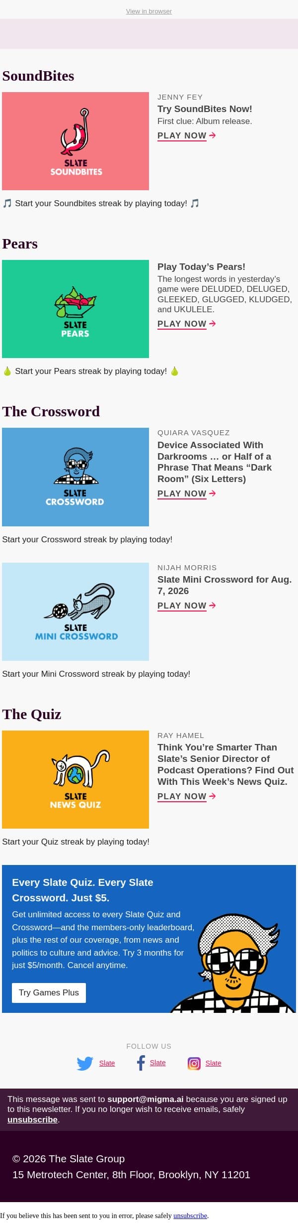 Shoot for the moon in this week’s Slate News Quiz email from Slate screenshot