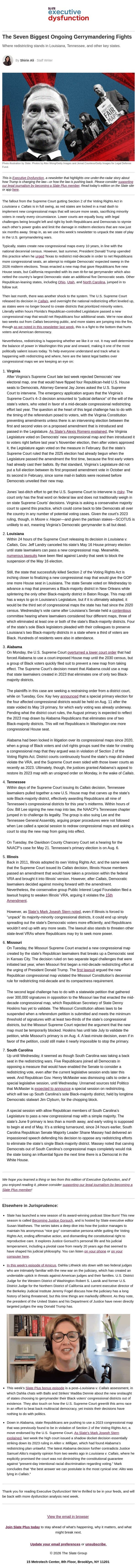 The seven biggest ongoing gerrymandering fights. email from Slate screenshot
