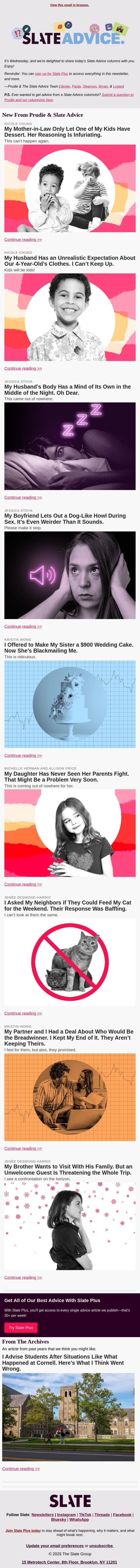 My Mother-in-Law Only Let One of My Kids Have Dessert. Her Reasoning Is Infuriating. email from Slate screenshot