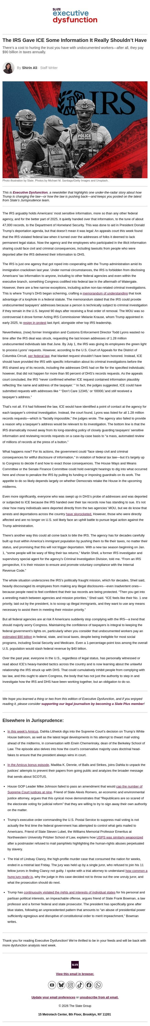 The IRS gave ICE some information it really shouldn’t have email from Slate screenshot