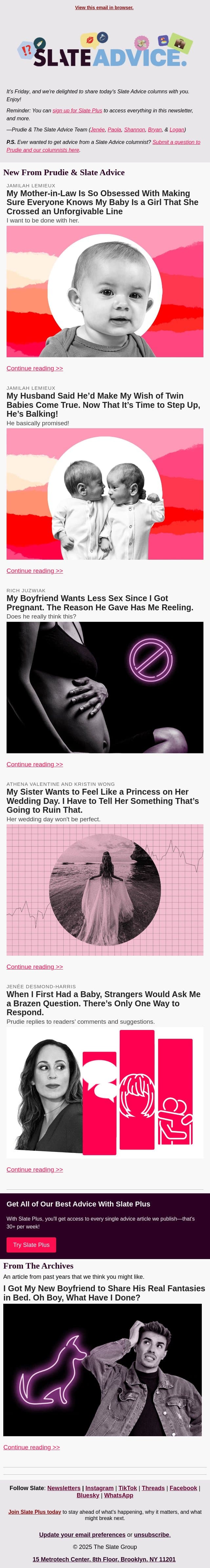 My Mother-in-Law Is So Obsessed With Making Sure Everyone Knows My Baby Is a Girl That She Crossed an Unforgivable Line email from Slate screenshot