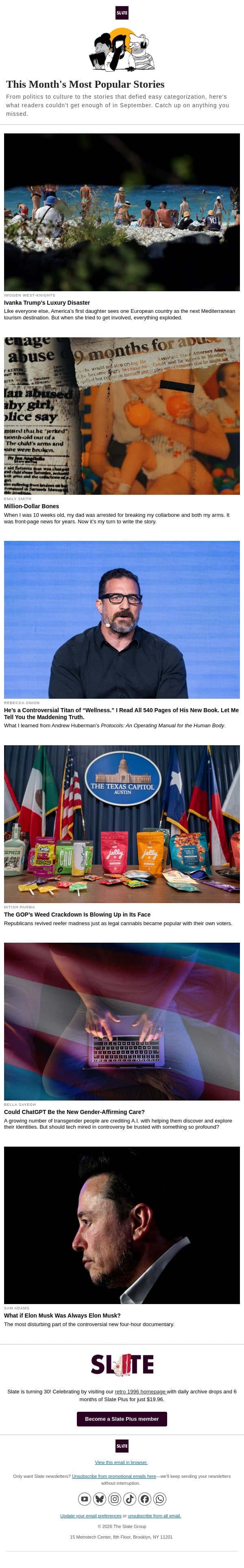 Catch up on September's top stories email from Slate screenshot