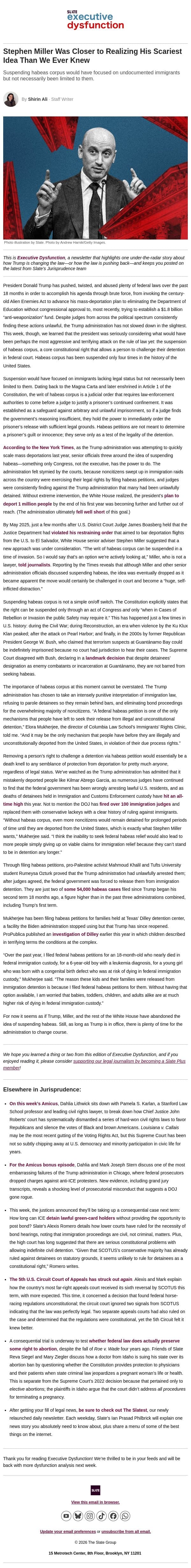 Stephen Miller was close to realizing his scariest idea email from Slate screenshot