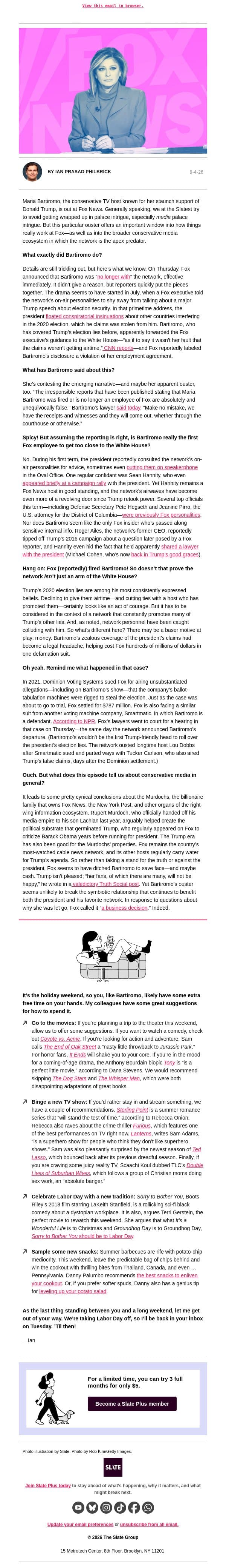 Something fishy is going on at Fox News email from Slate screenshot