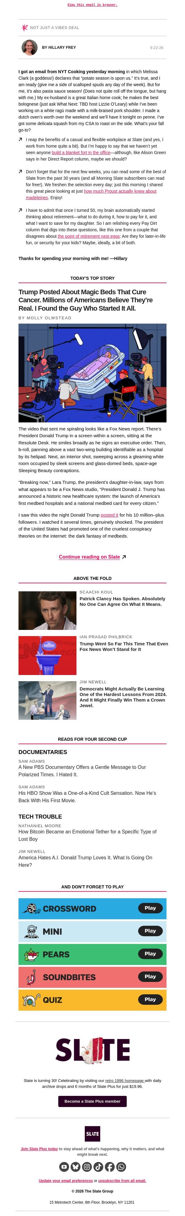Maybe we should all work from blanket forts email from Slate screenshot