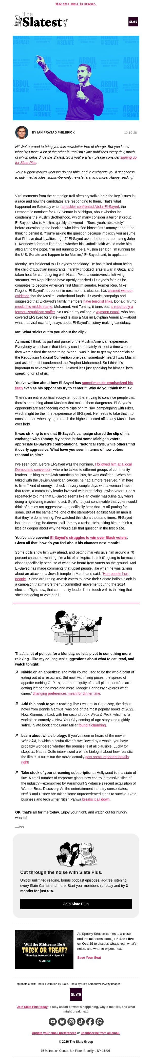 The perils of campaigning while Muslim email from Slate screenshot