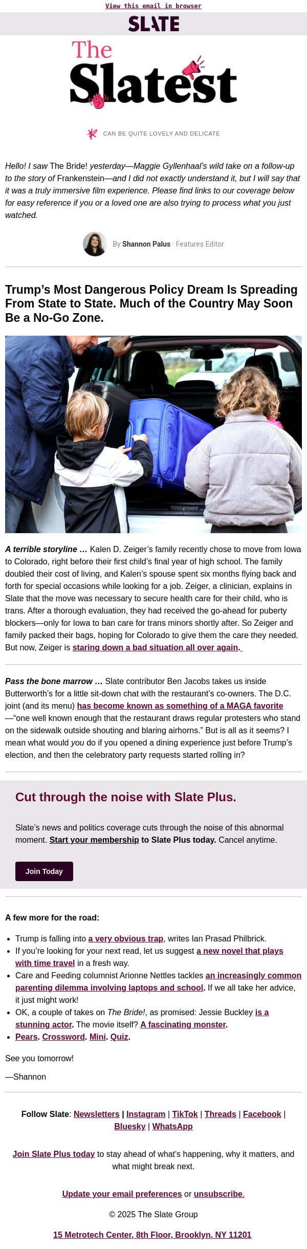 It’s fun to be resurrected! email from Slate screenshot