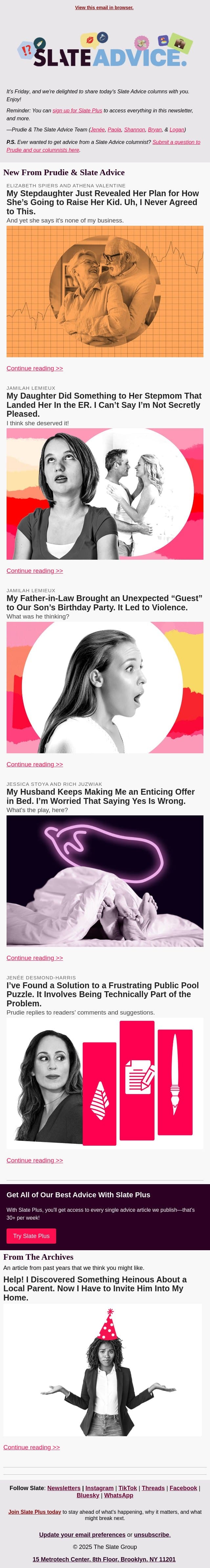 My Stepdaughter Just Revealed Her Plan for How She’s Going to Raise Her Kid. Uh, I Never Agreed to This. email from Slate screenshot