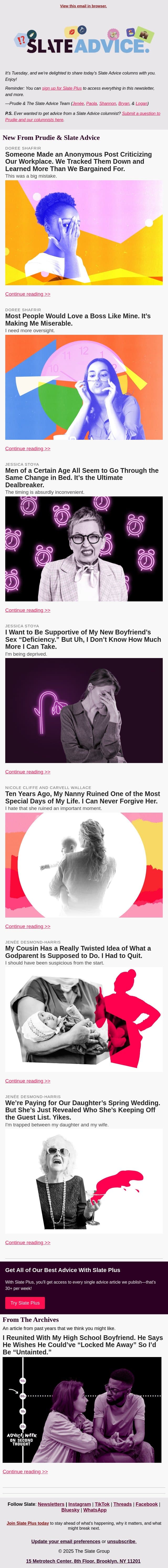 Someone Made an Anonymous Post Criticizing Our Workplace. We Tracked Them Down and Learned More Than We Bargained For. email from Slate screenshot
