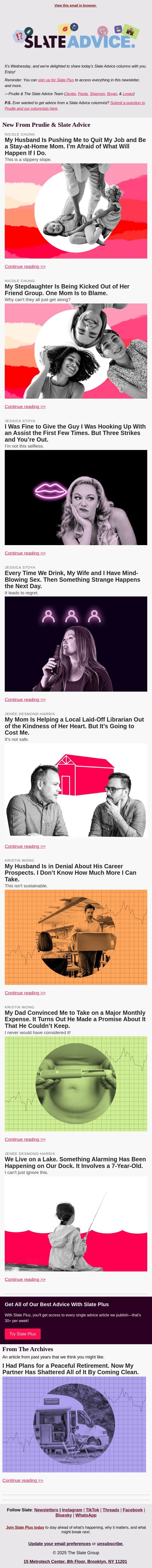My Husband Is Pushing Me to Quit My Job and Be a Stay-at-Home Mom. I’m Afraid of What Will Happen If I Do. email from Slate screenshot