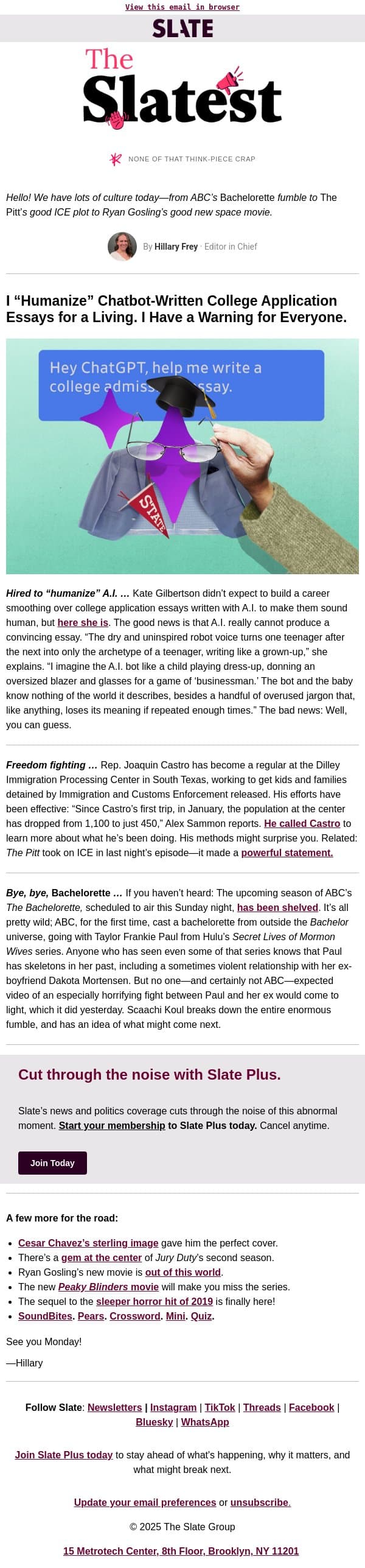 Making a living by “humanizing” A.I. email from Slate screenshot