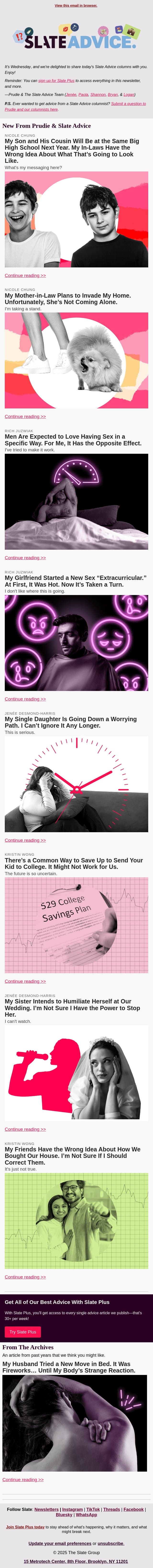 My Son and His Cousin Will Be at the Same Big High School Next Year. My In-Laws Have the Wrong Idea About What That’s Going to Look Like. email from Slate screenshot
