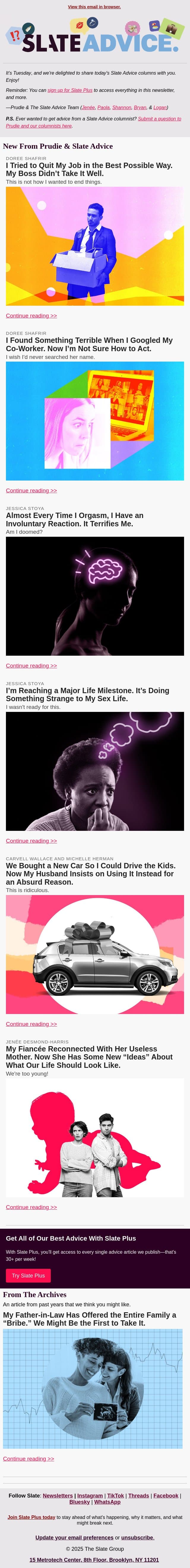 I Tried to Quit My Job in the Best Possible Way. My Boss Didn’t Take It Well. email from Slate screenshot