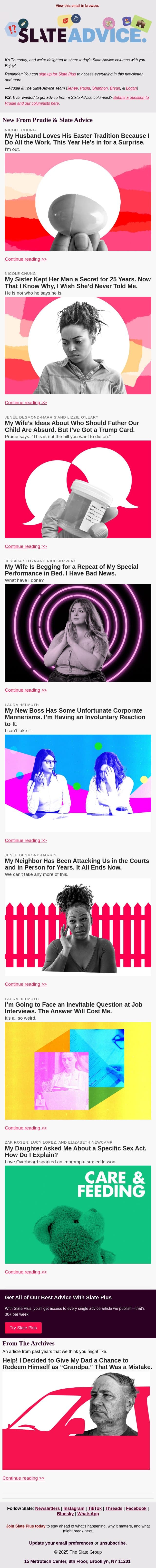 My Husband Loves His Easter Tradition Because I Do All the Work. This Year He’s in for a Surprise. email from Slate screenshot