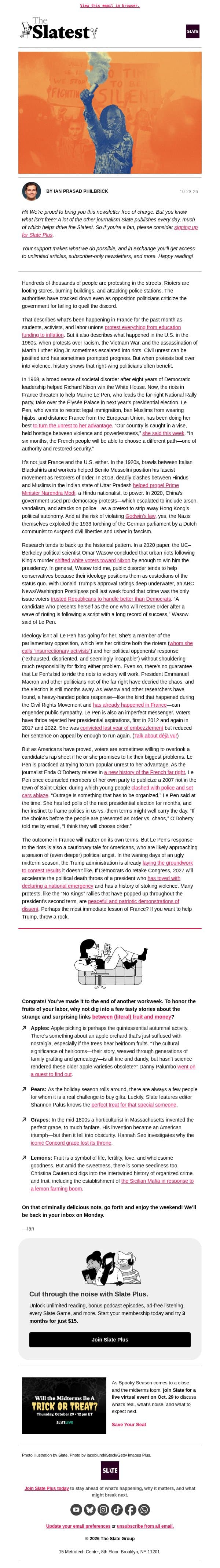 A warning from France email from Slate screenshot