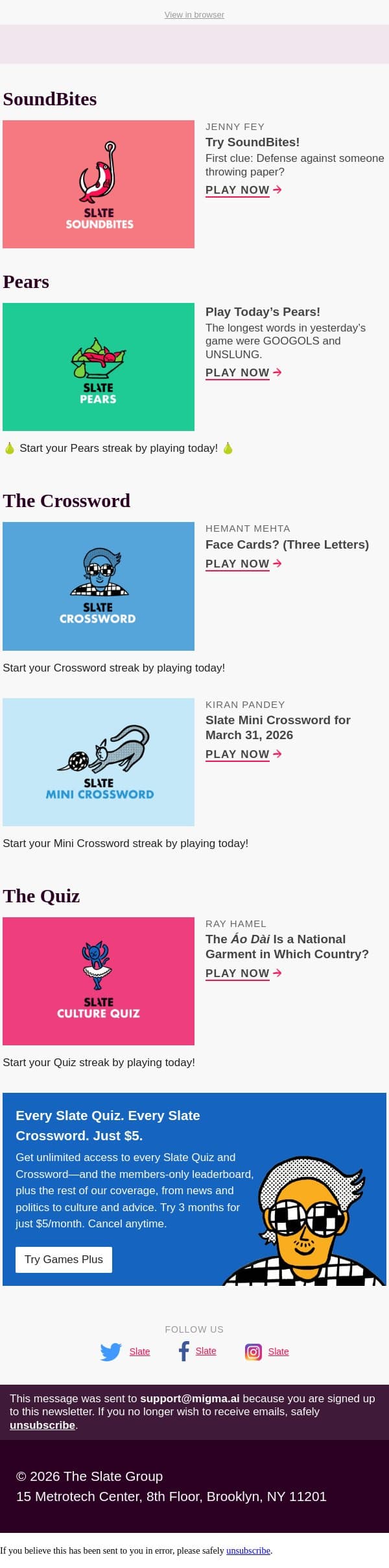 SoundBites clue: Defense against someone throwing paper? email from Slate screenshot