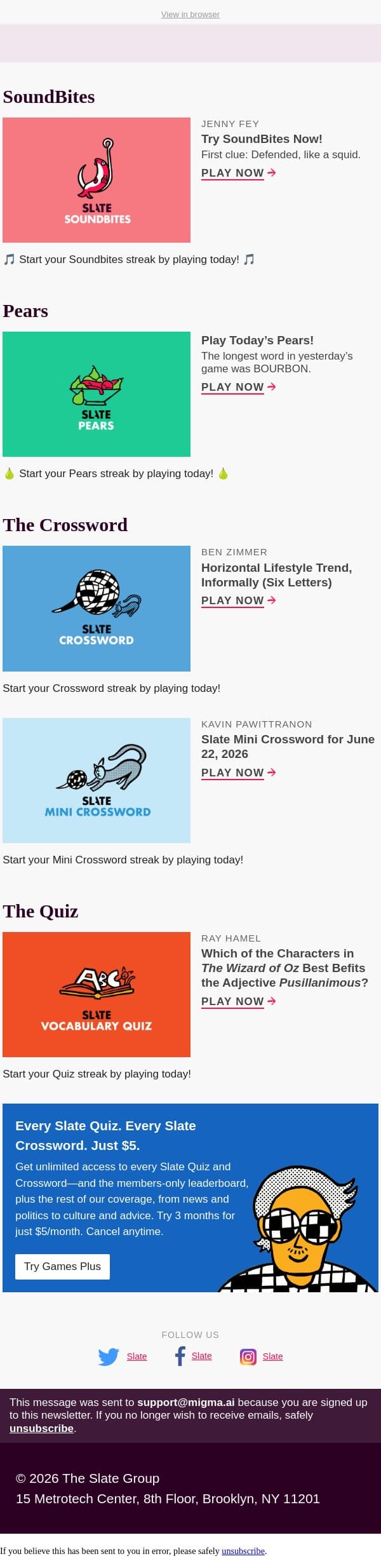 Which of the characters in The Wizard of Oz best befits the adjective pusillanimous? email from Slate screenshot