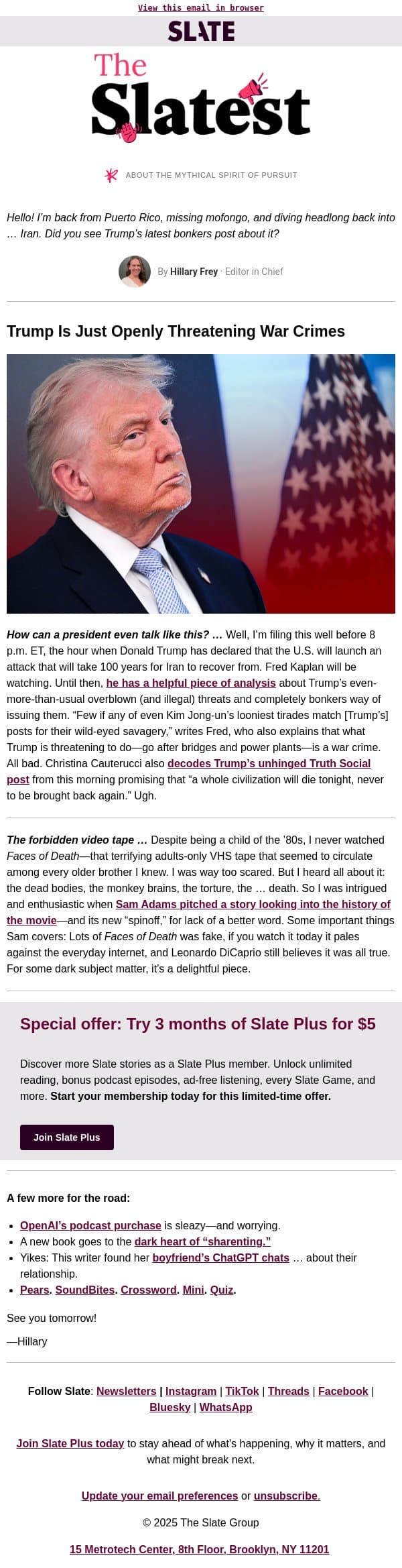 Remember that forbidden VHS tape from the ’80s? email from Slate screenshot