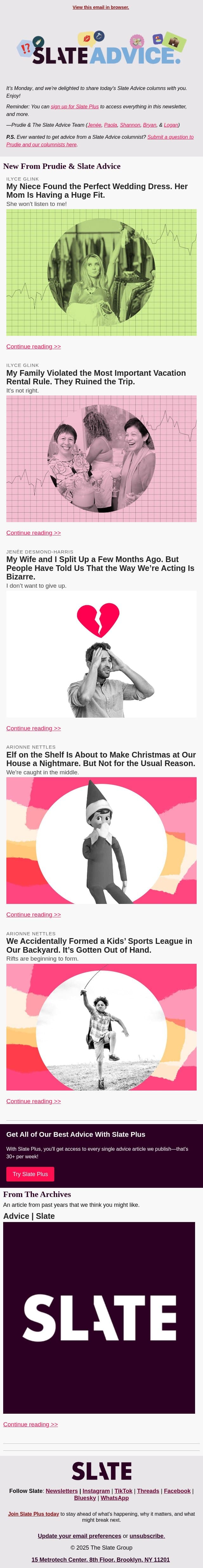 My Niece Found the Perfect Wedding Dress. Her Mom Is Having a Huge Fit. email from Slate screenshot