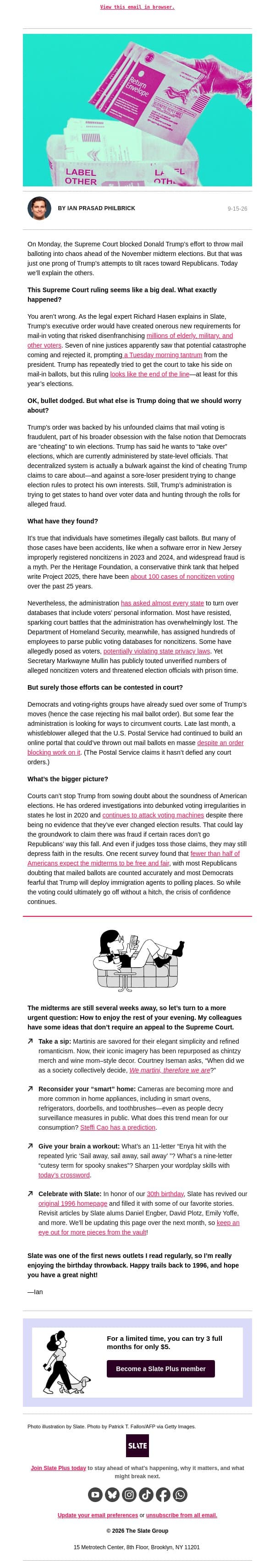 All the *other* ways Trump is attacking the midterms email from Slate screenshot