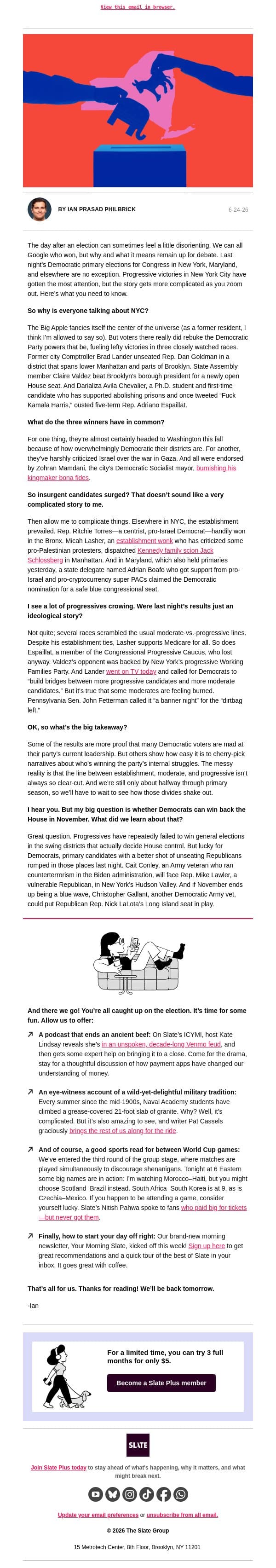 Last night's elections were spicy. Here's what you need to know. email from Slate screenshot