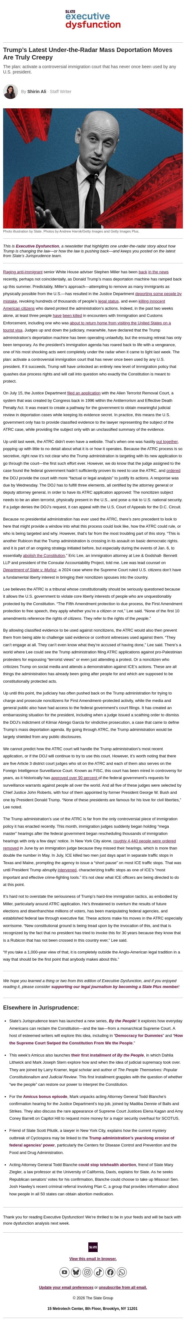 Trump’s creepy, under-the-radar mass deportation moves. email from Slate screenshot