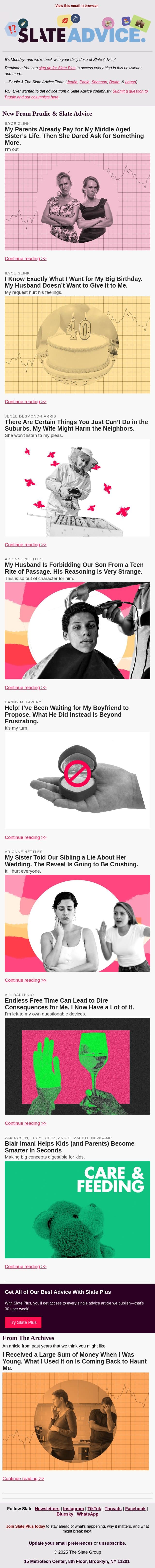 My Parents Already Pay for My Middle Aged Sister’s Life. Then She Dared Ask for Something More. email from Slate screenshot