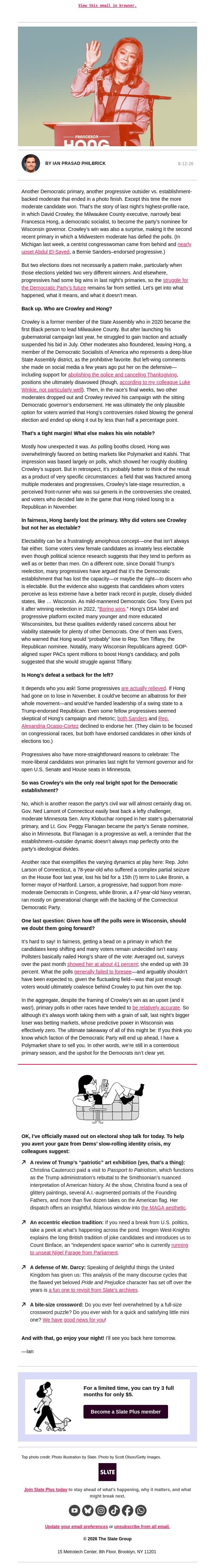 What on earth happened to Francesca Hong? email from Slate screenshot