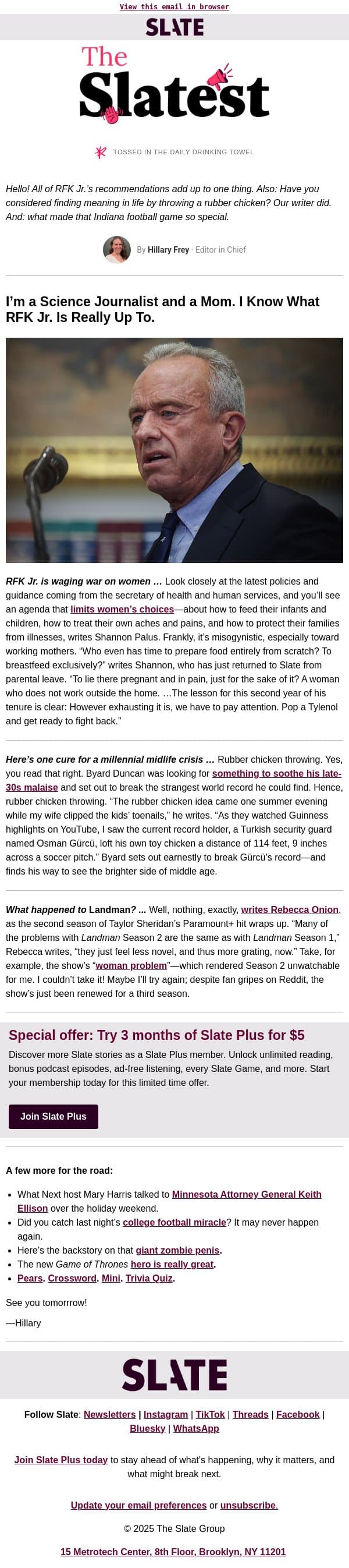 A very surprising way to cure a midlife crisis email from Slate screenshot